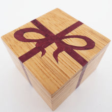 Load image into Gallery viewer, burgundy ribbon marquetry ring box