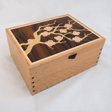 Load image into Gallery viewer, cherry blossom marquetry large wooden jewellery box