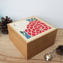 Load image into Gallery viewer, chrysanthemum marquetry wooden trinket box