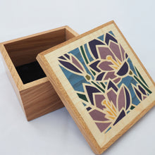 Load image into Gallery viewer, crocus flower marquetry wooden trinket box
