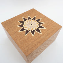 Load image into Gallery viewer, purple geometric marquetry wooden trinket box

