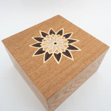 Load image into Gallery viewer, purple geometric marquetry wooden trinket box