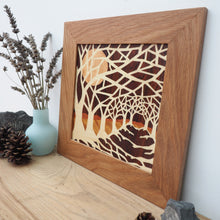 Load image into Gallery viewer, Winter Tree Tunnel Marquetry Wall Hanging