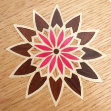 Load image into Gallery viewer, pink geometric flower marquetry wooden trinket box