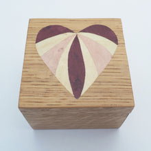 Load image into Gallery viewer, pink heart marquetry wooden ring box
