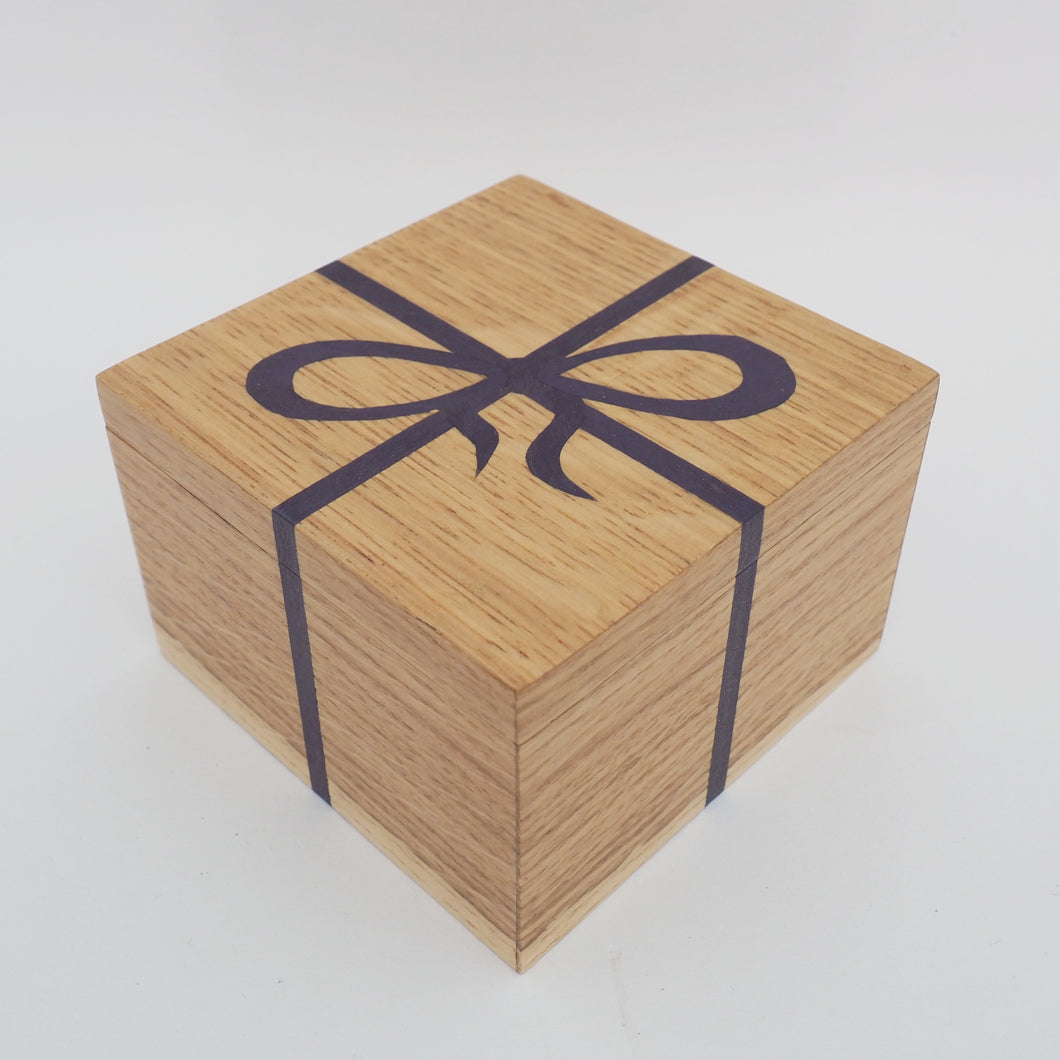 purple ribbon marquetry wooden trinket box