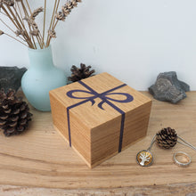 Load image into Gallery viewer, purple ribbon marquetry wooden trinket box