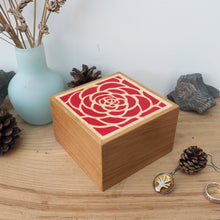 Load image into Gallery viewer, red rose marquetry wooden trinket box