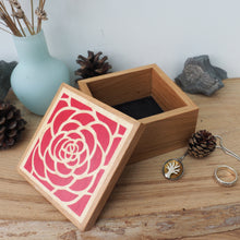 Load image into Gallery viewer, red rose marquetry wooden trinket box