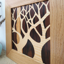 Load image into Gallery viewer, tree silhouette marquetry wall hanging