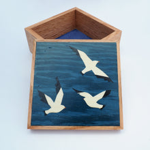Load image into Gallery viewer, seagulls marquetry wooden trinket box