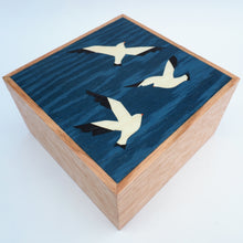Load image into Gallery viewer, seagulls marquetry wooden trinket box

