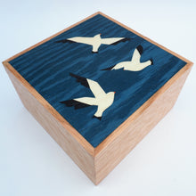 Load image into Gallery viewer, seagulls marquetry wooden trinket box