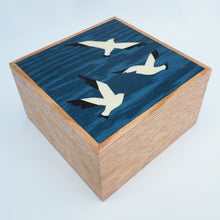 Load image into Gallery viewer, seagulls marquetry wooden trinket box