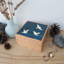 Load image into Gallery viewer, seagulls marquetry wooden trinket box