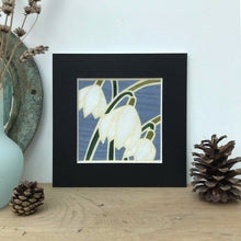 Load image into Gallery viewer, Snowdrops unframed Giclee Print with black mount