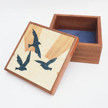 Load image into Gallery viewer, Sunrise Birds Marquetry Sapele Trinket Box