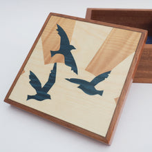 Load image into Gallery viewer, Sunrise Birds Marquetry Sapele Trinket Box