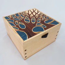Load image into Gallery viewer, Small Blue Moonlit Trees Wooden Jewellery Box
