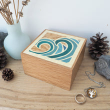 Load image into Gallery viewer, Turquoise Waves Wooden Trinket Box