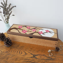 Load image into Gallery viewer, cherry blossom marquetry wooden jewellery and watch box