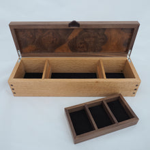 Load image into Gallery viewer, open wooden jewellery and watch box