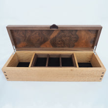 Load image into Gallery viewer, open wooden jewellery and watch box
