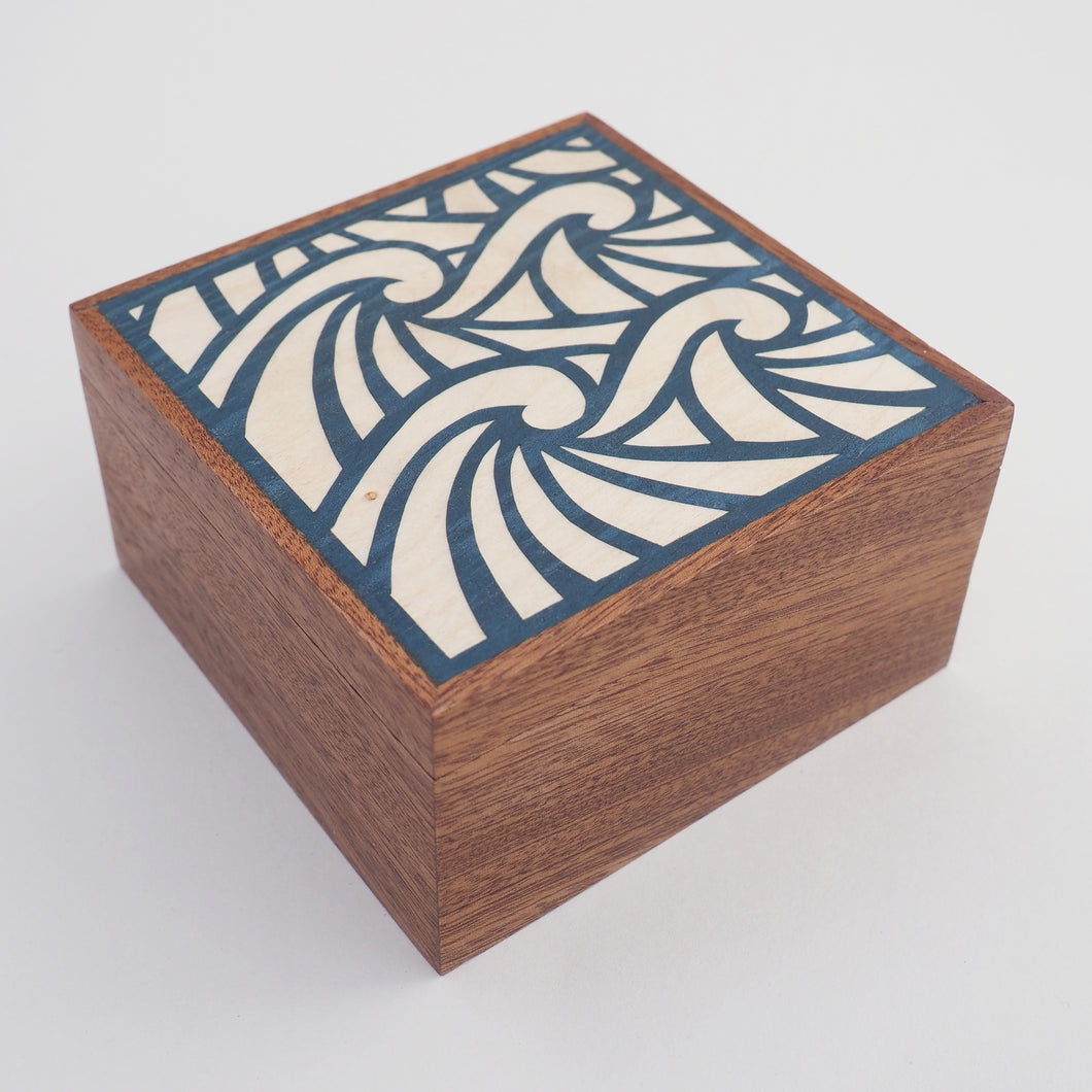 Blue Waves Wooden Trinket Box