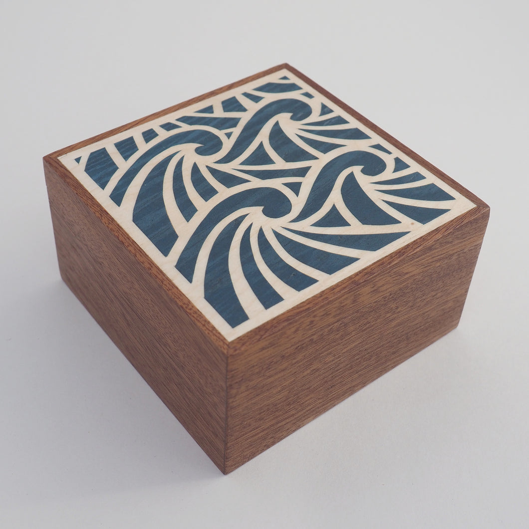 Blue Waves Wooden Trinket Box