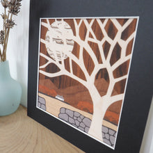 Load image into Gallery viewer, welsh mountain and tree giclee print with black mount