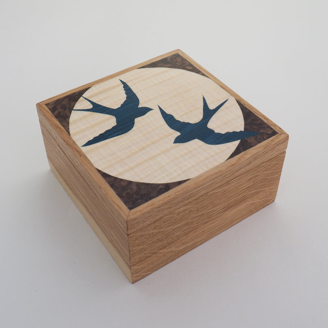 Swallows Marquetry Trinket Box