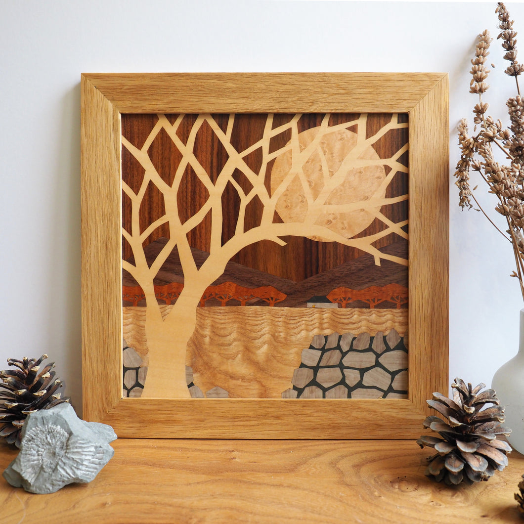 'Out in the Hills' Original Marquetry Wall Hanging