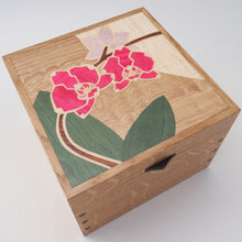 Load image into Gallery viewer, Pink Orchids Small Wooden Jewellery Box
