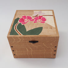 Load image into Gallery viewer, Pink Orchids Small Wooden Jewellery Box
