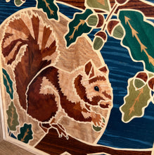 Load image into Gallery viewer, Red Squirrel Marquetry Wall Hanging

