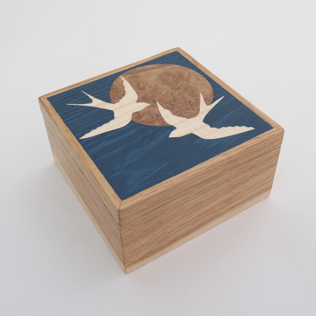 Evening Swallows Marquetry Trinket Box