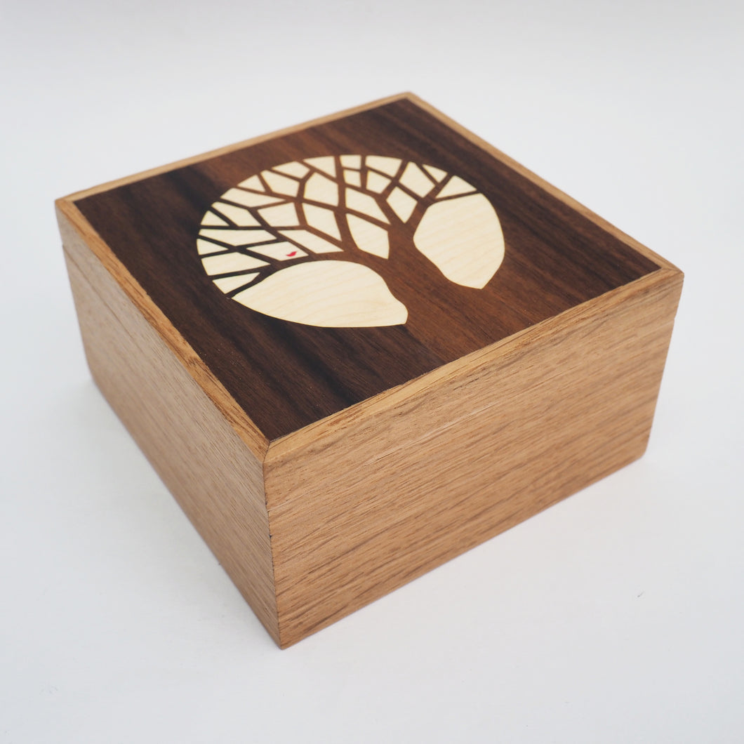 Little Bird in Tree Wooden Trinket Box