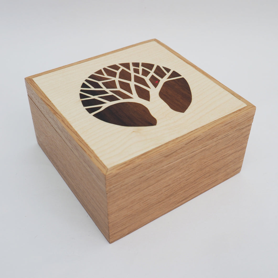 Little Bird in Tree (Light) Wooden Trinket Box