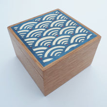 Load image into Gallery viewer, Seigaiha (Blue Ocean Waves) Wooden Trinket Box
