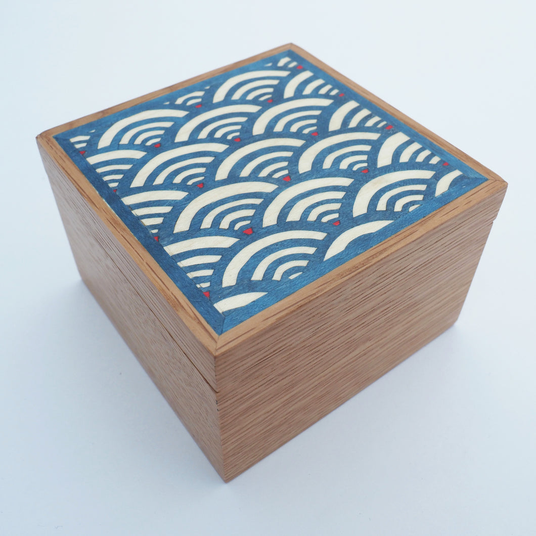 Seigaiha (Blue Ocean Waves) Wooden Trinket Box