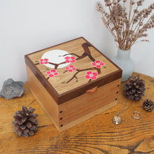 Load image into Gallery viewer, Bright Pink Cherry Blossom Small Wooden Jewellery Box
