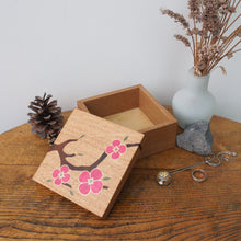 Load image into Gallery viewer, Bright Pink Cherry Blossom Wooden Trinket Box
