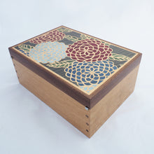 Load image into Gallery viewer, chrysanthemum marquetry large wooden jewellery box
