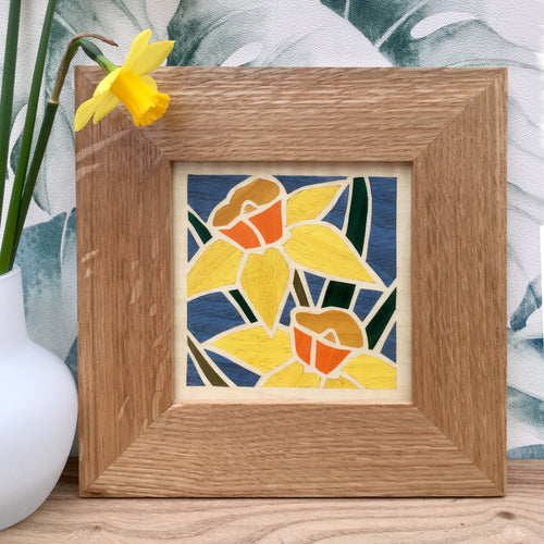 daffodil marquetry wall hanging