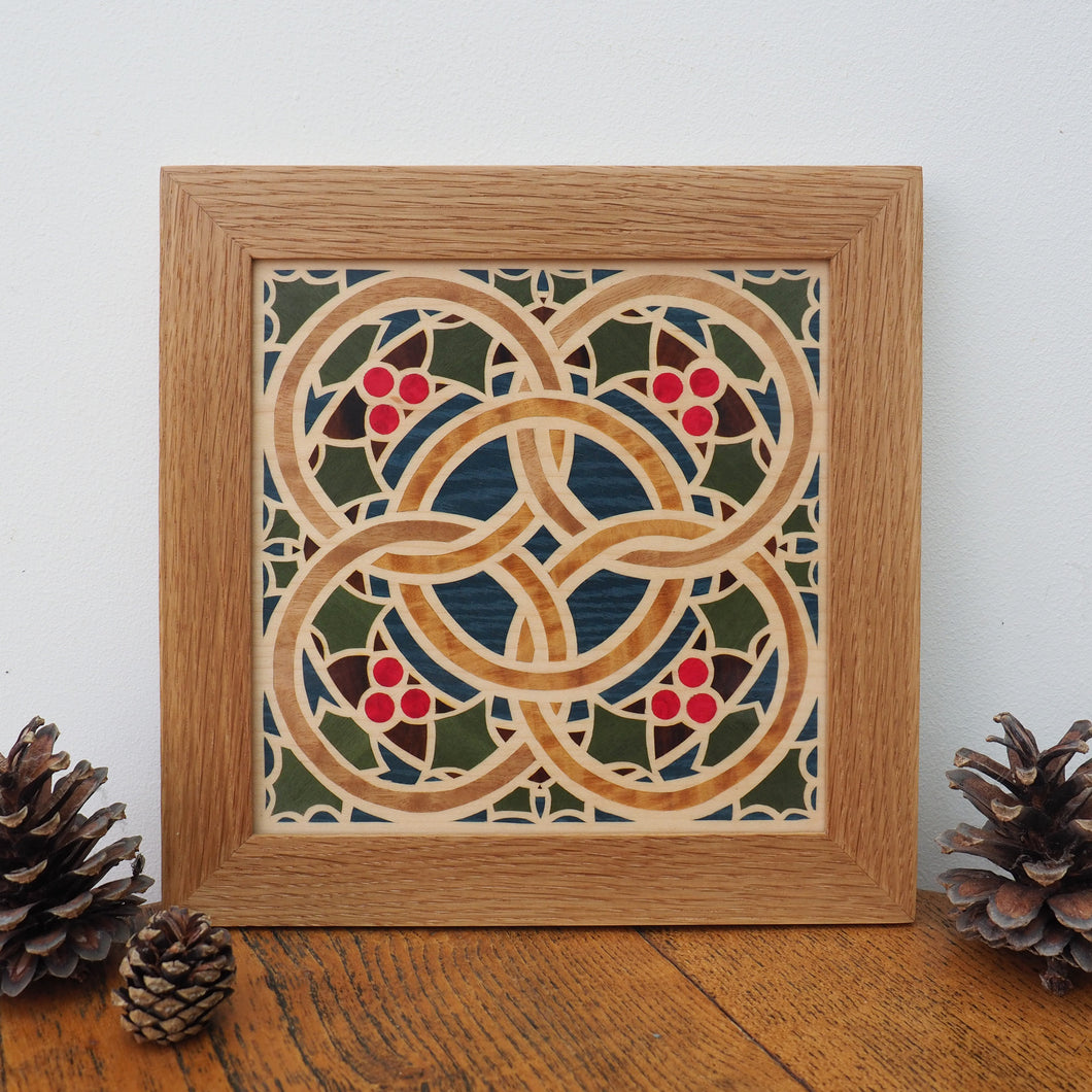 Five Gold Rings Marquetry Wall Hanging