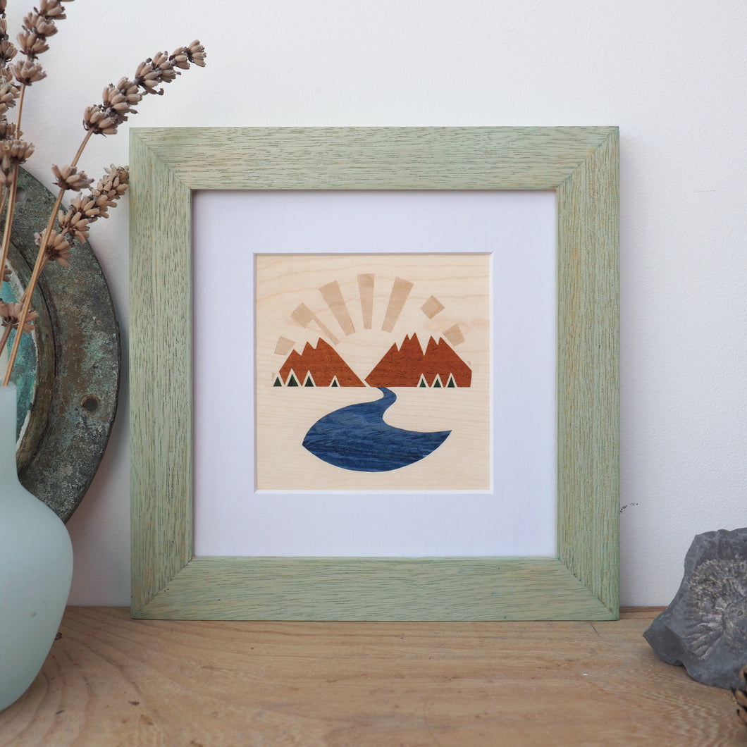 framed mountain river giclee print