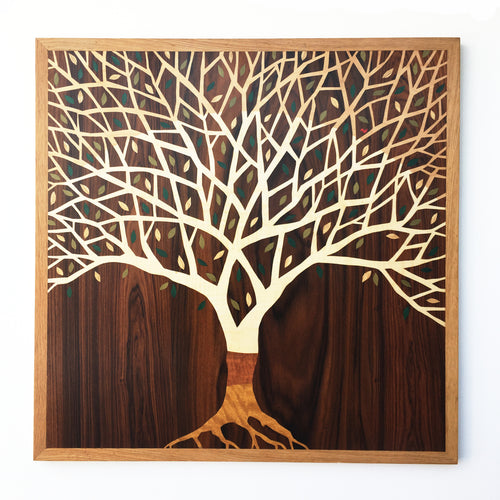 large tree of life marquetry wall hanging