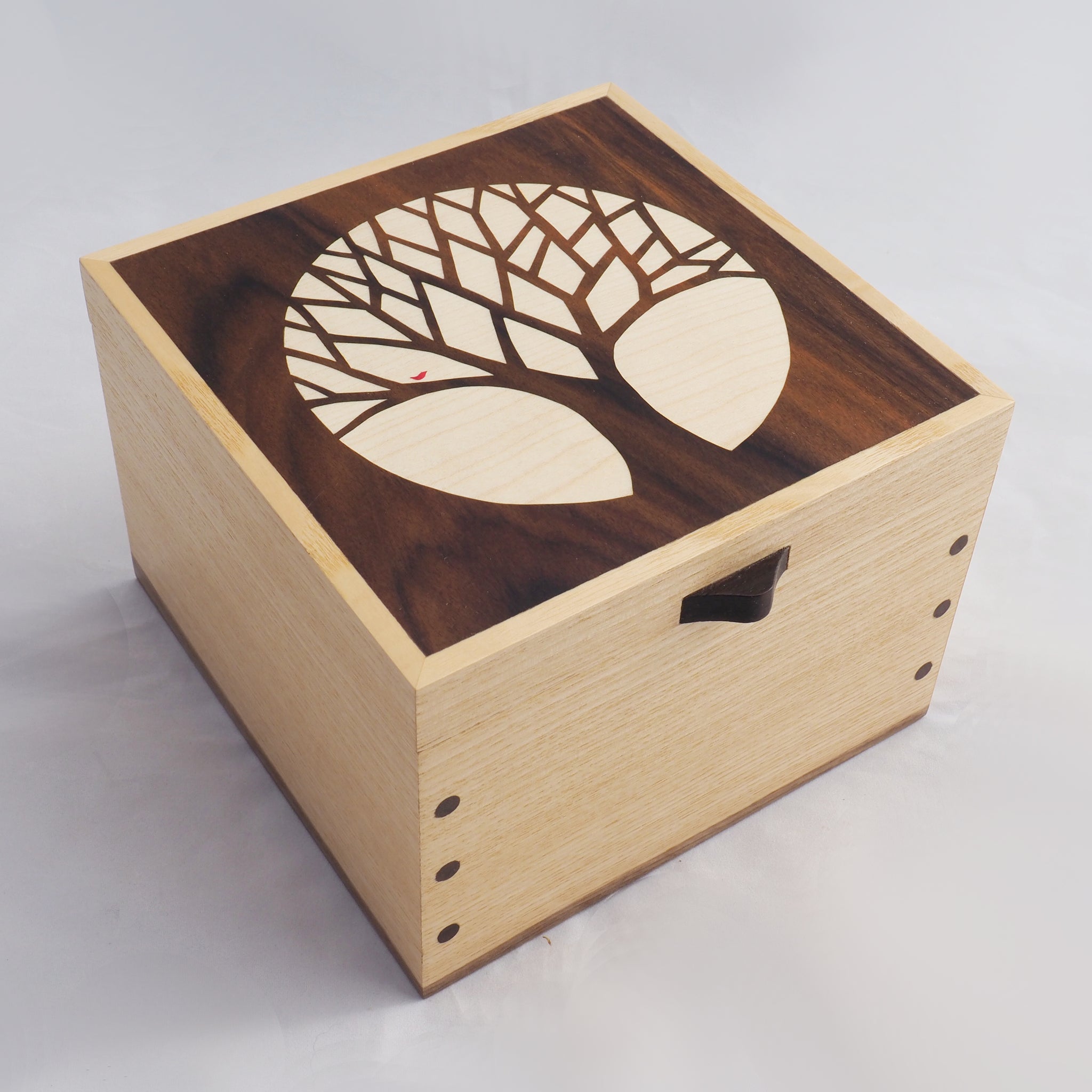 Little Bird in Tree Small Wooden Jewellery Box - Main Image