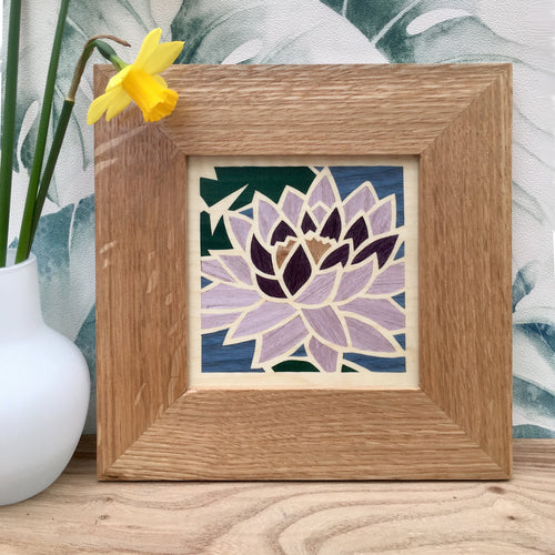 Purple Lotus Flower Marquetry Wall Hanging