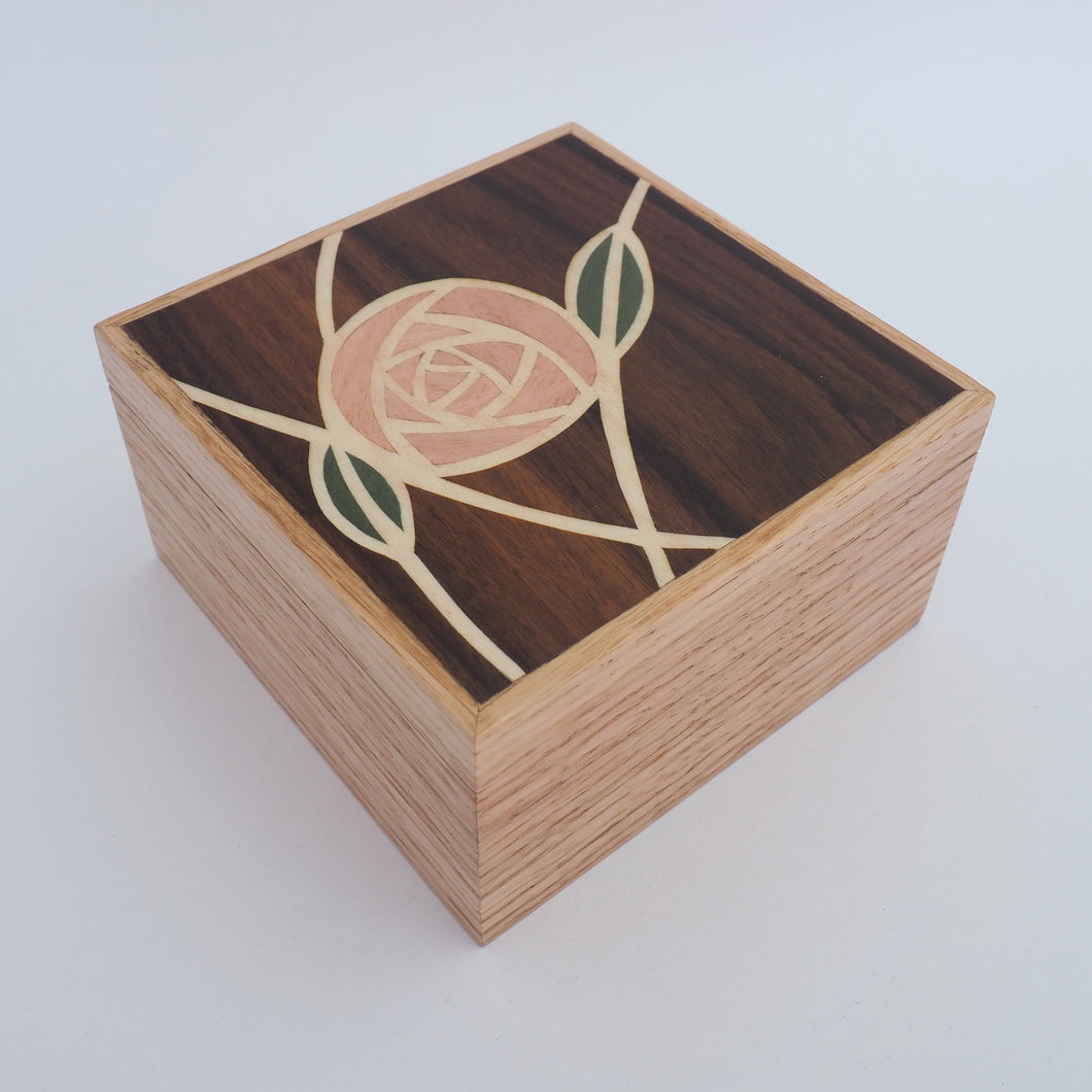 Mackintosh Rose Marquetry Trinket Box (Dark)